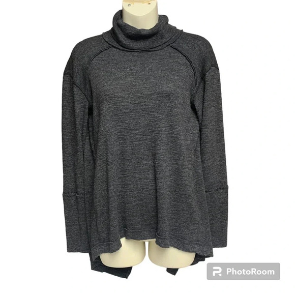 We The Free dark gray slit back cowl neck sweater size small would fit up - Picture 1 of 10